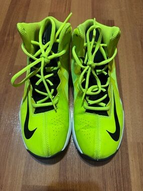 Nike Kids High-Top Sneakers in Bright Neon Yellow with Black Swoosh